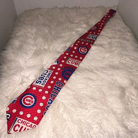 VTG 1992 RM Style Chicago Cubs Ralph Marlin Silk Neck Tie R/W/B Admit One - Picture 10 of 12
